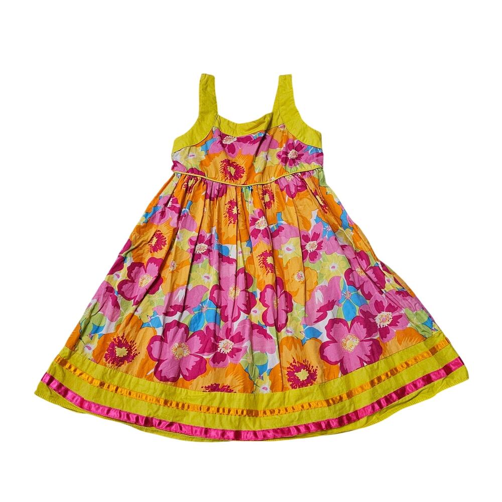 Youngland Size 6 Girls Sun Dress Floral Pink Yellow Orange